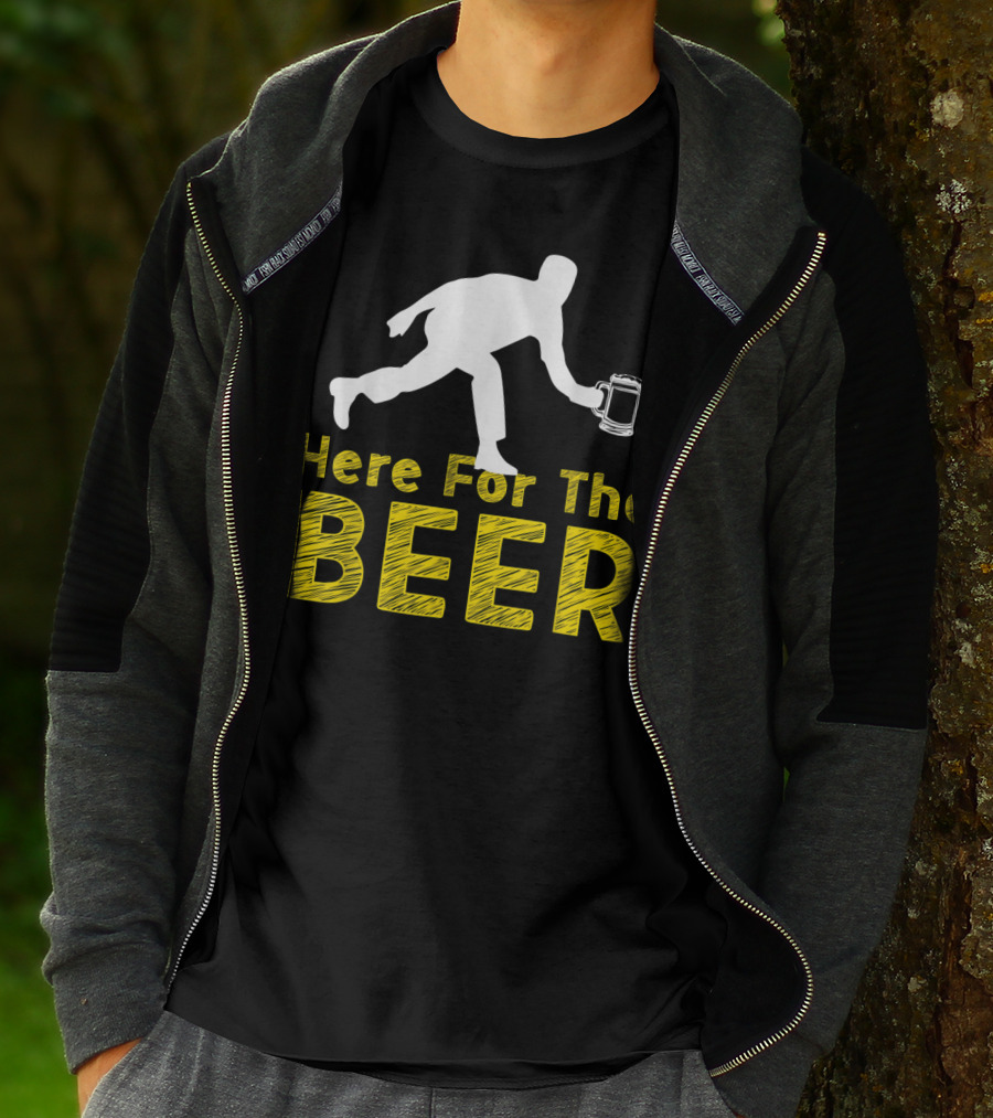 Funny Bowling Hobby Here For The Beer Drinking T-Shirt