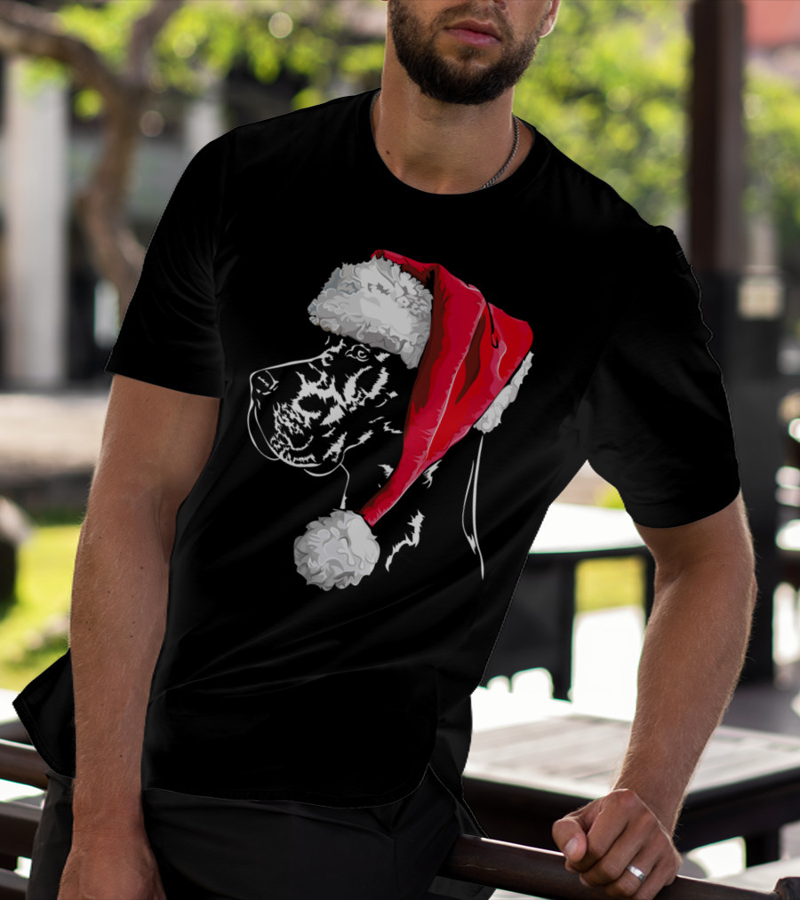 Great Dane Santa Hat Christmas Dog Humor T-Shirt