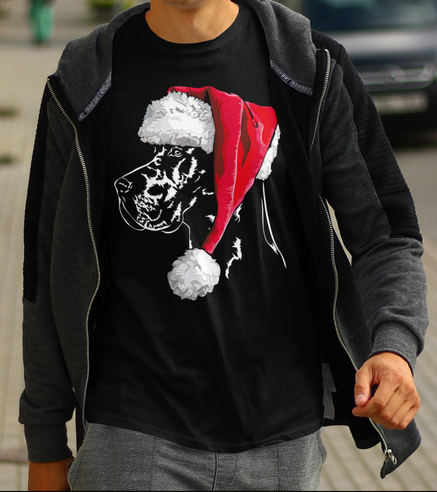 Great Dane Santa Hat Christmas Dog Humor T-Shirt