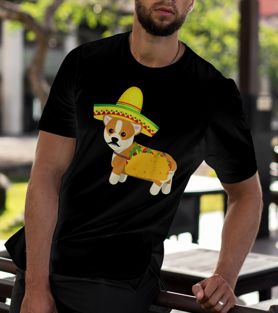 Cinco De Mayo Fiesta Corgi With Sombrero And Taco T-Shirt