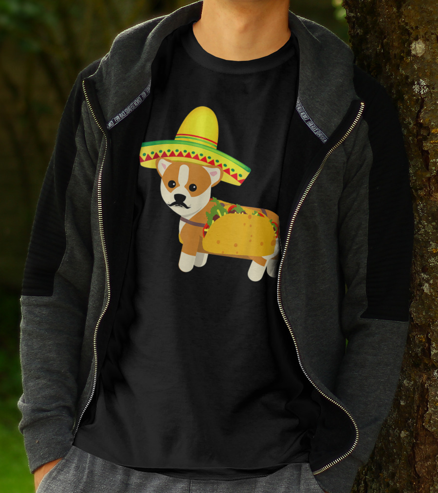 Cinco De Mayo Fiesta Corgi With Sombrero And Taco T-Shirt