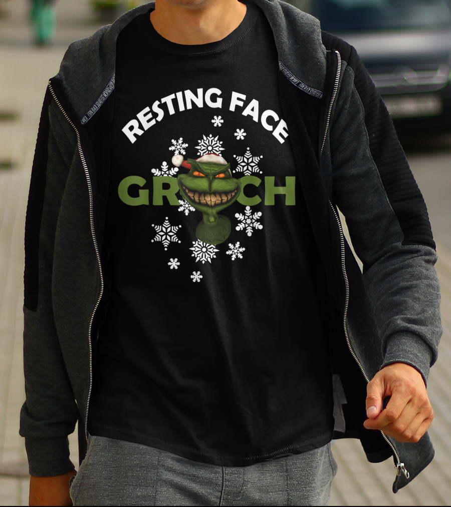 Resting Face Grinch Snowflake Humor T-Shirt