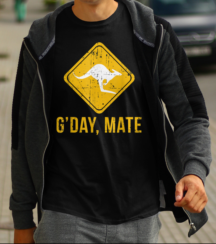 G'day Mate Kangaroo Road Sign Australia Family T-Shirt