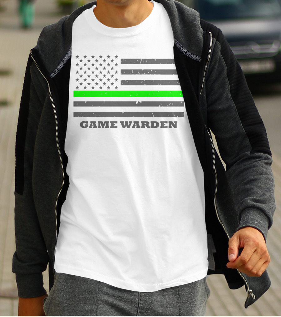 Game Warden Thin Green Line Flag Supporter T-Shirt