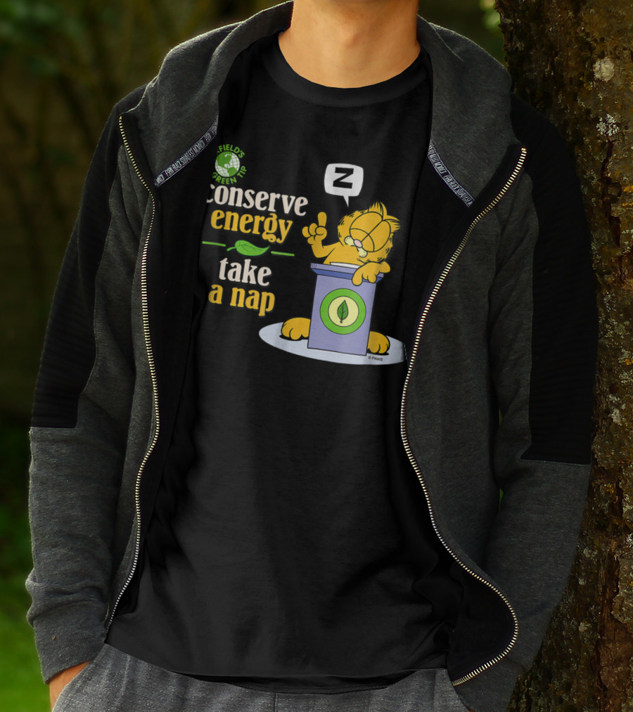 Garfield's Green Tip Conserve Energy Take A Nap T-Shirt