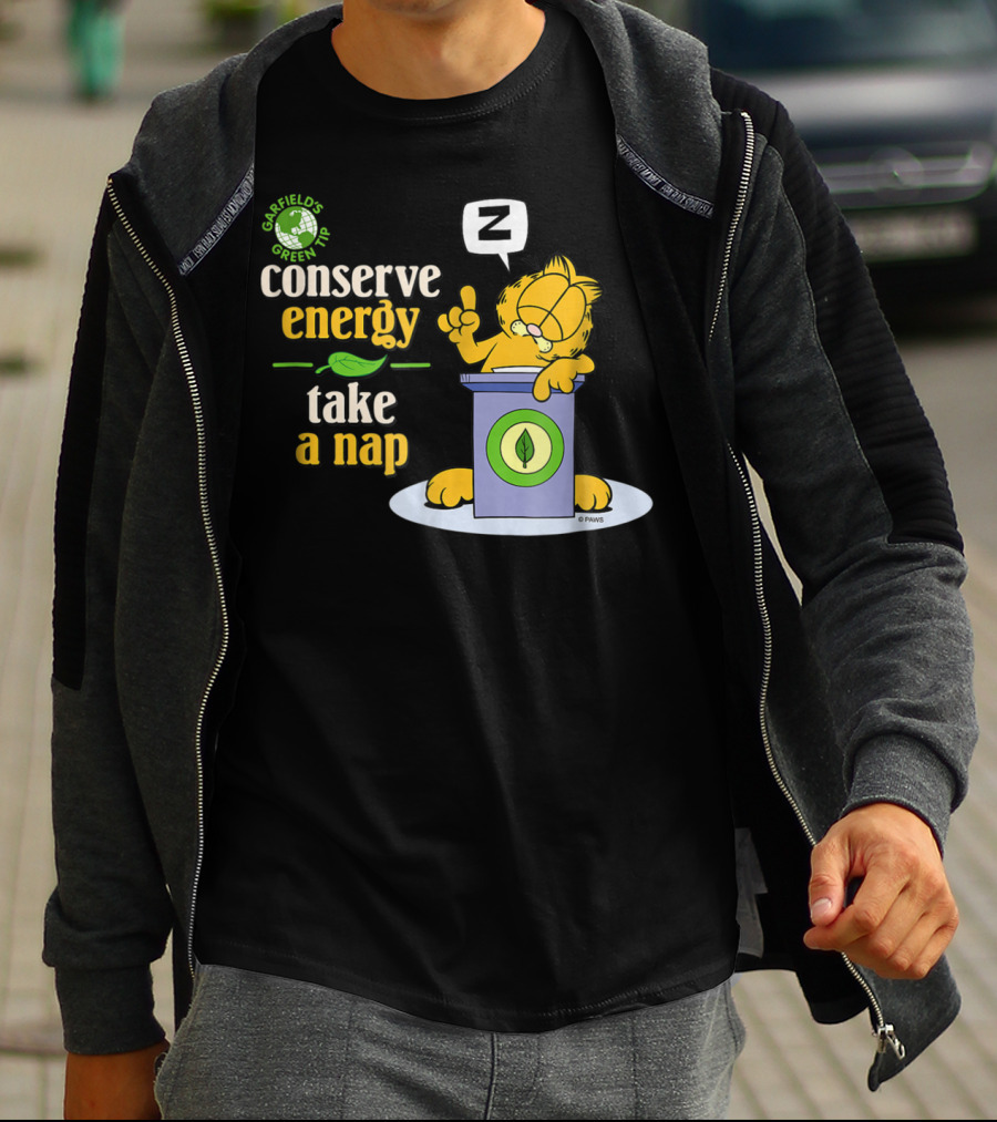 Garfield's Green Tip Conserve Energy Take A Nap T-Shirt