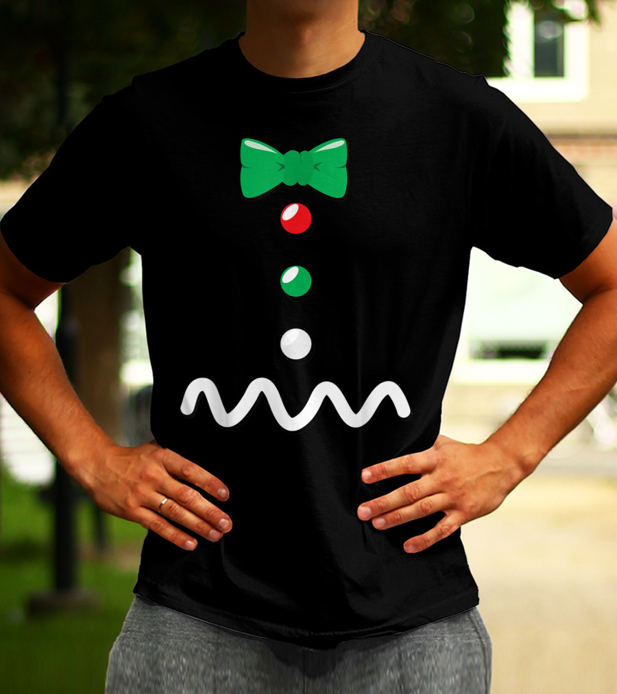 Gingerbread Man Christmas Bow Tie Décor T-Shirt