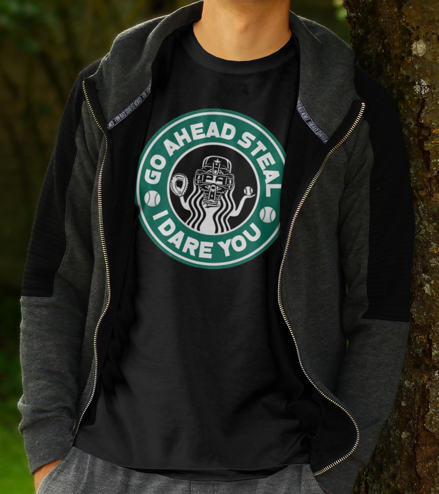 Go Ahead Steal I Dare You Catcher Baseball Softball T-Shirt