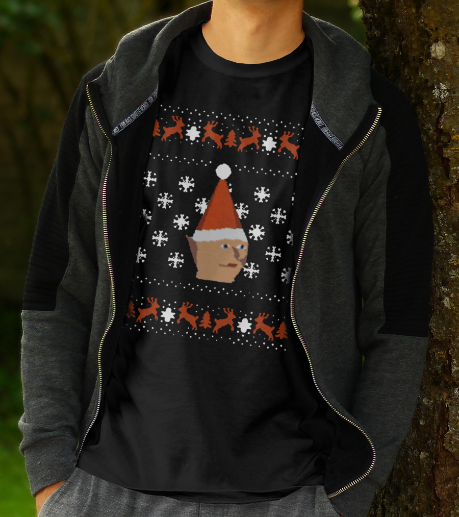 Gnome Child Ugly Christmas Sweater Snowflakes Reindeer Santa Hat T-Shirt