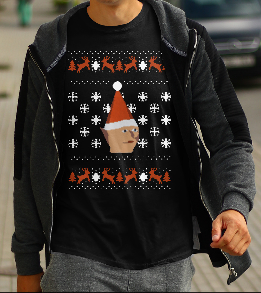 Gnome Child Ugly Christmas Sweater Snowflakes Reindeer Santa Hat T-Shirt