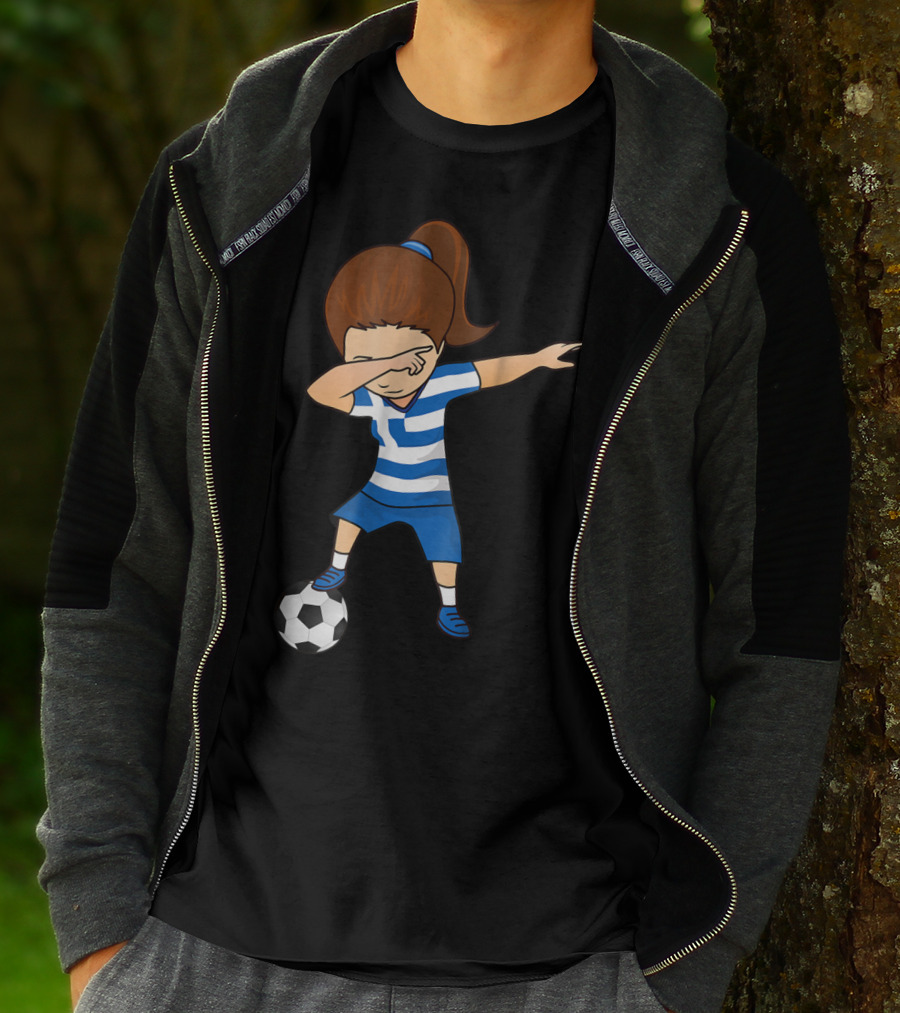 Greece Girl Dabbing On Soccer Ball Greek Football Player T-Shirt