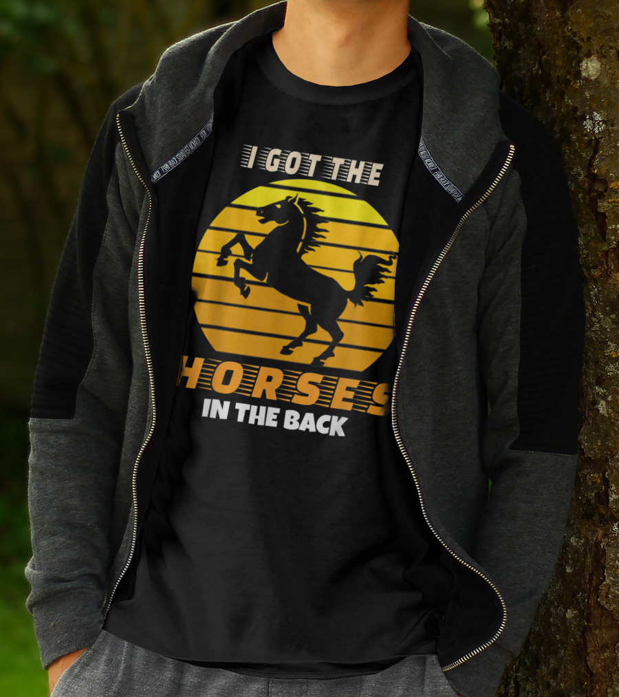 I Got The Horses In The Back Rearing Stallion Sunset T-Shirt