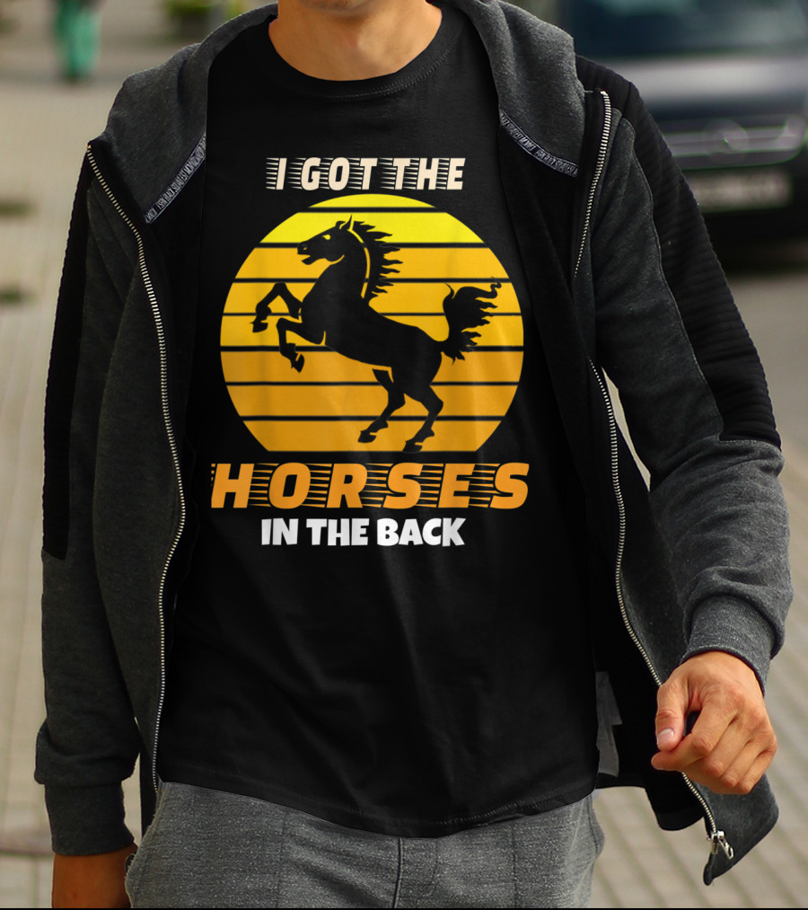 I Got The Horses In The Back Rearing Stallion Sunset T-Shirt