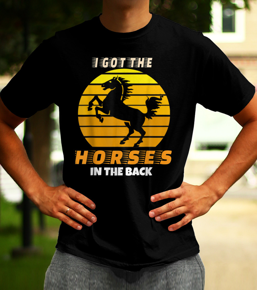 I Got The Horses In The Back Rearing Stallion Sunset T-Shirt