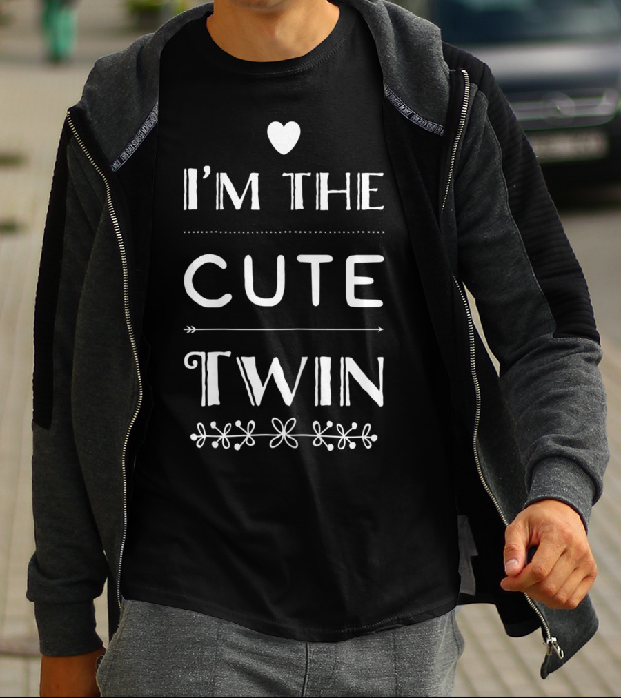 I'm The Cute Twin Girls Twin Heart And Flower T-Shirt