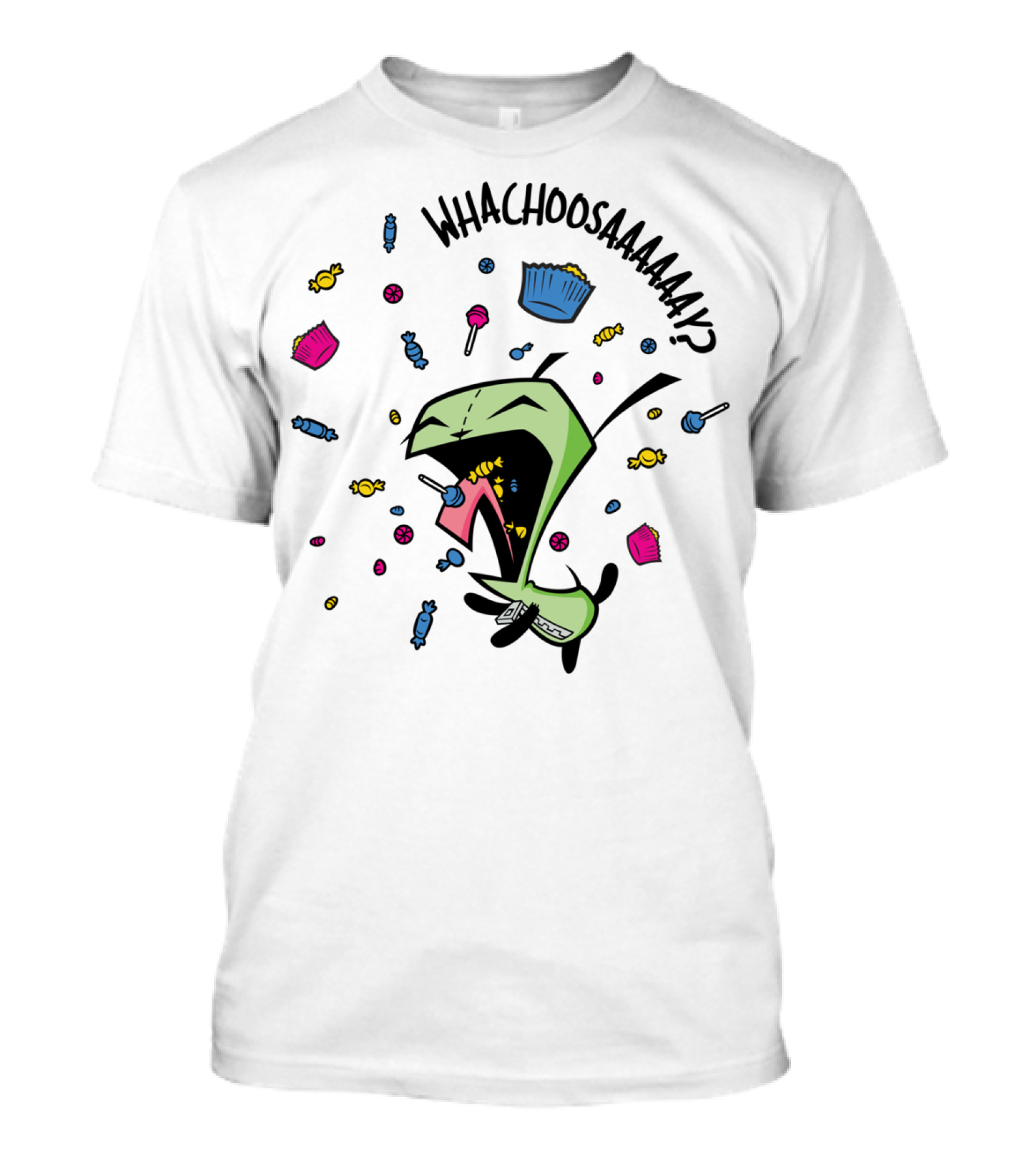 Whachoosaay Invader Zim Gir With Candy And Cupcakes T-Shirt