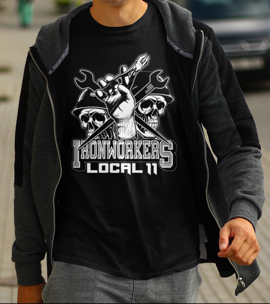 Ironworker Local 11 Newark NJ Skull Spud Ironworkers Local 11 T-Shirt