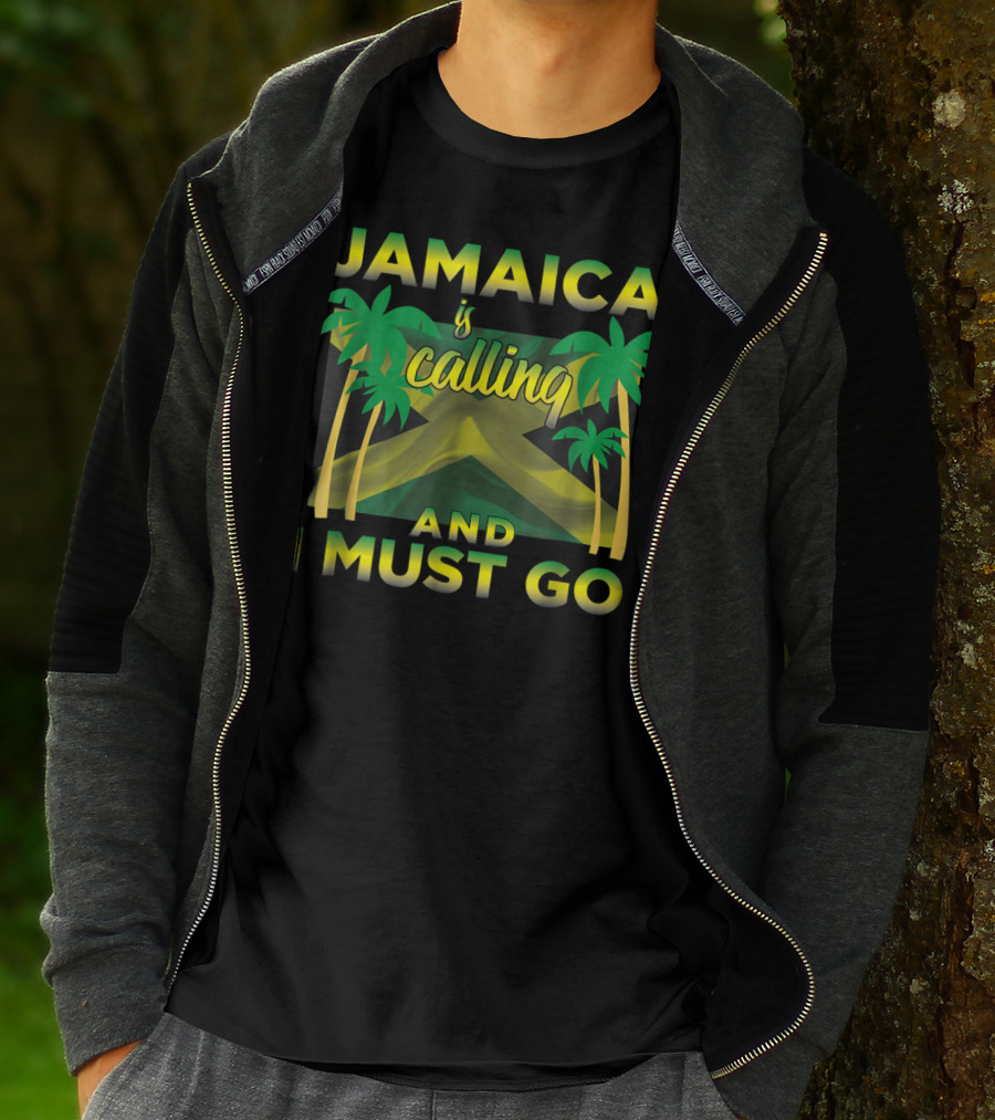 Jamaica Is Calling And I Must Go Palm Trees Flag T-Shirt