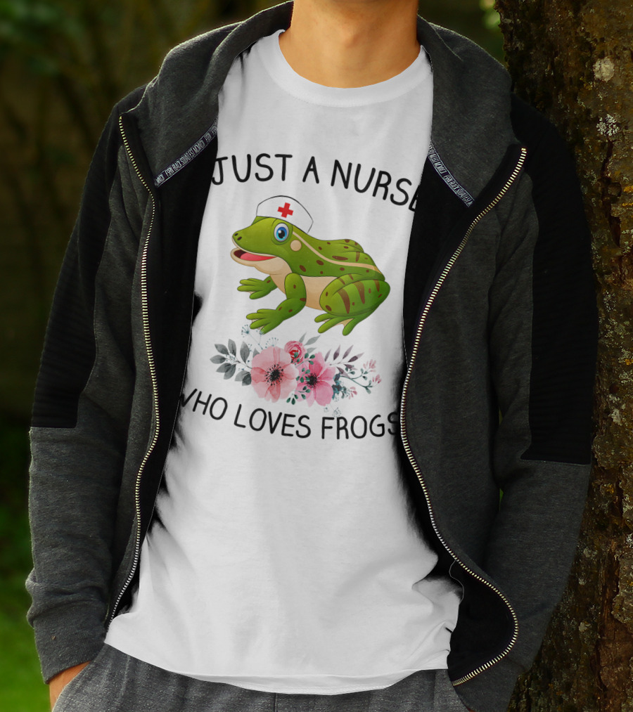 Just A Nurse Who Loves Frogs Floral Hat T-Shirt