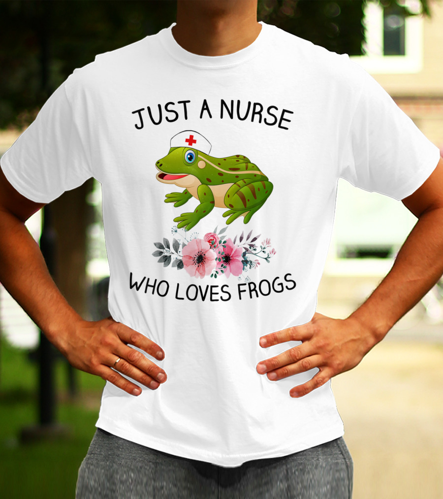 Just A Nurse Who Loves Frogs Floral Hat T-Shirt