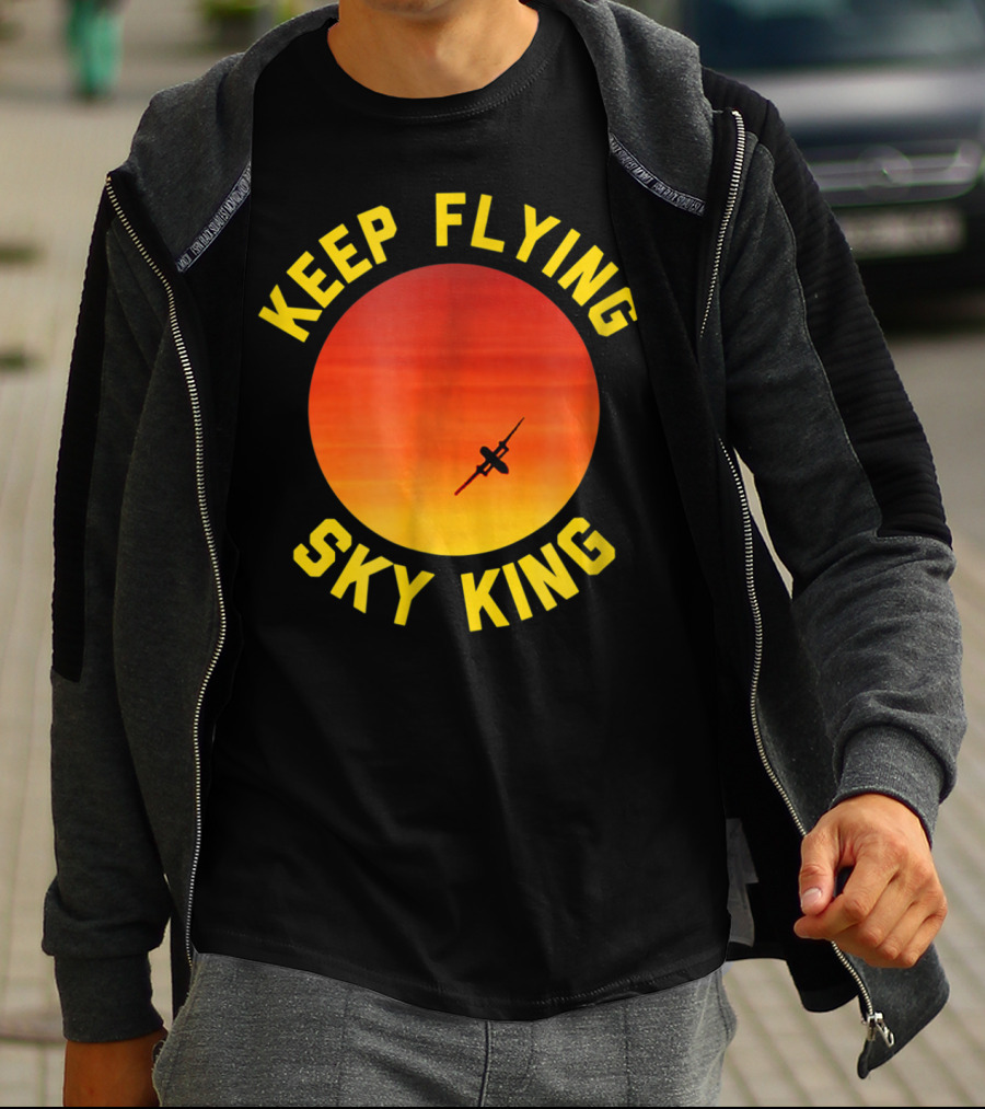 Keep Flying Sky King Aviation Pilot Airplane Sunset T-Shirt