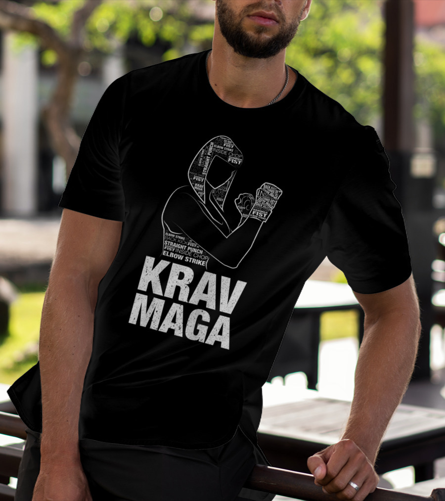 Krav Maga Woman Martial Arts Self Defence Straight Punch Elbow Strike Fist Techniques T-Shirt