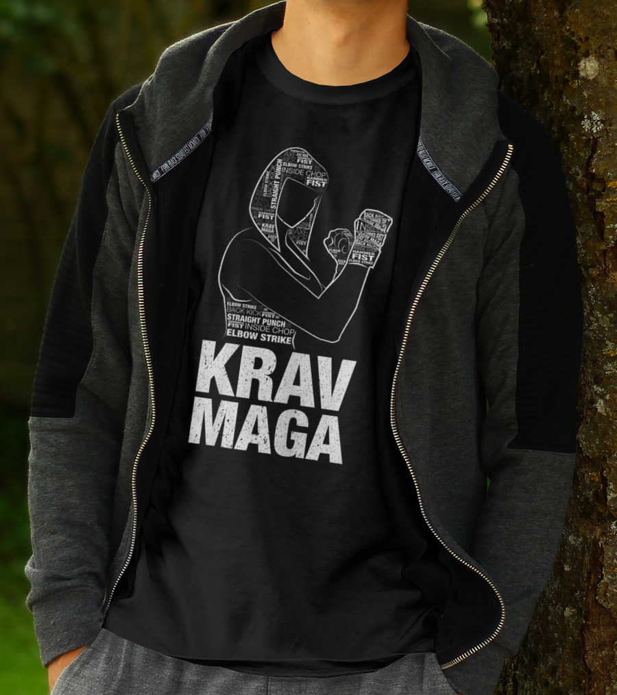 Krav Maga Woman Martial Arts Self Defence Straight Punch Elbow Strike Fist Techniques T-Shirt