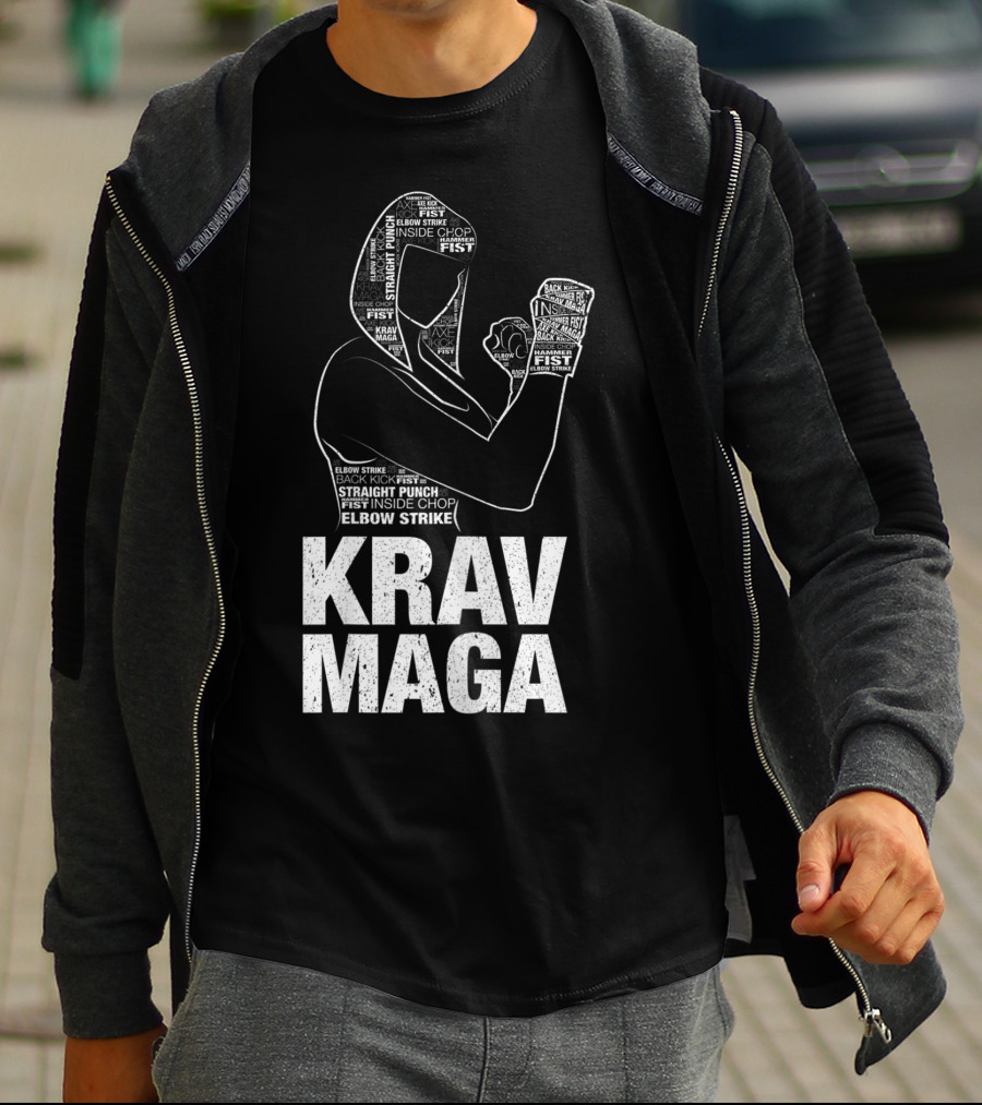 Krav Maga Woman Martial Arts Self Defence Straight Punch Elbow Strike Fist Techniques T-Shirt
