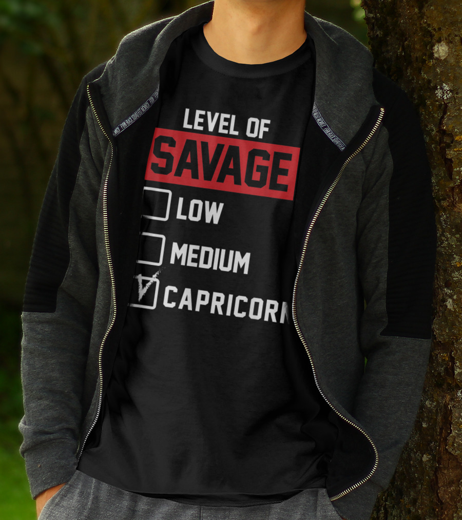 Level Of Savage Capricorn Checked Box Low Medium T-Shirt
