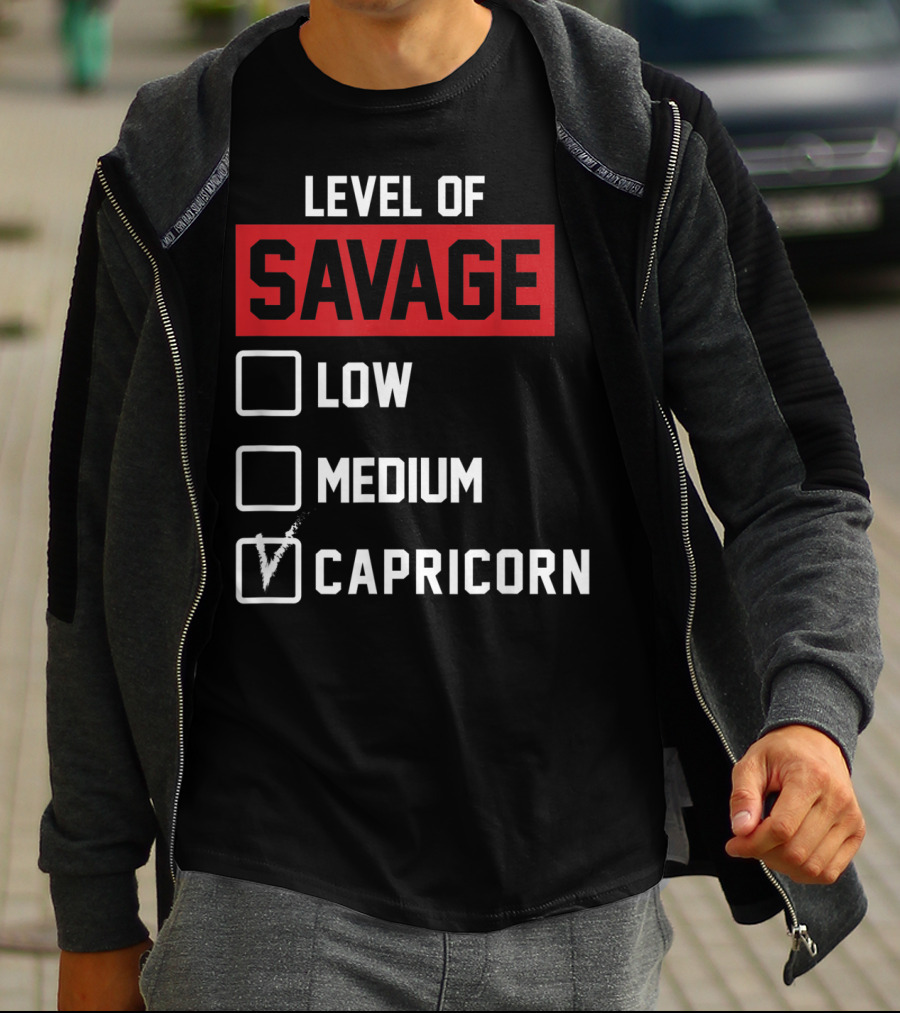 Level Of Savage Capricorn Checked Box Low Medium T-Shirt