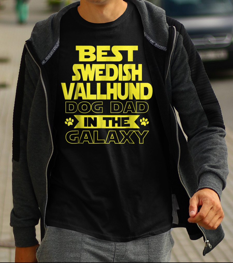Best Swedish Vallhund Dog Dad In The Galaxy T-Shirt