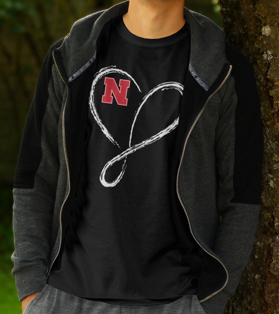Nebraska Cornhuskers N Logo Love Heart Infinity T-Shirt