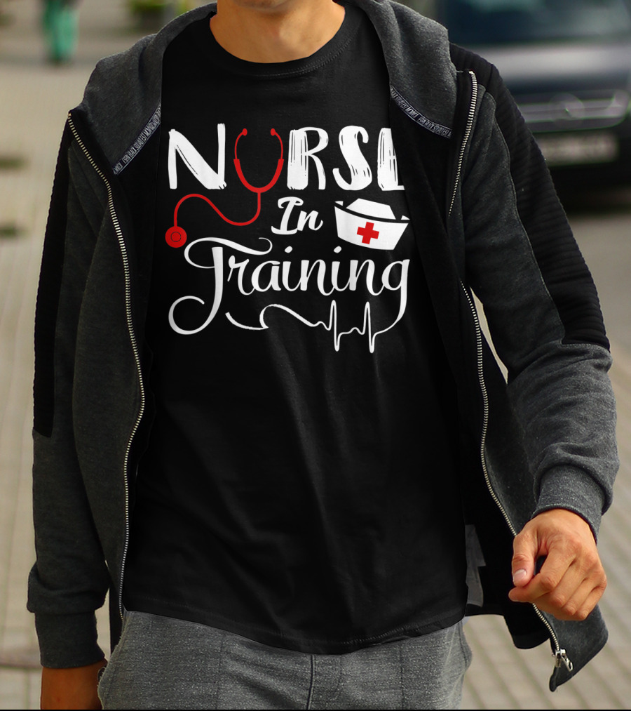 Nurse In Training Future Nurse Nursing Student Stethoscope Nurse Hat EKG T-Shirt