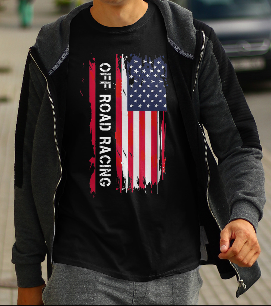 Off Road Racing American Flag T-Shirt