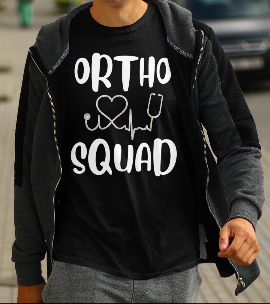 Ortho Squad Heartbeat Stethoscope Orthopedic Doctor Nurse T-Shirt
