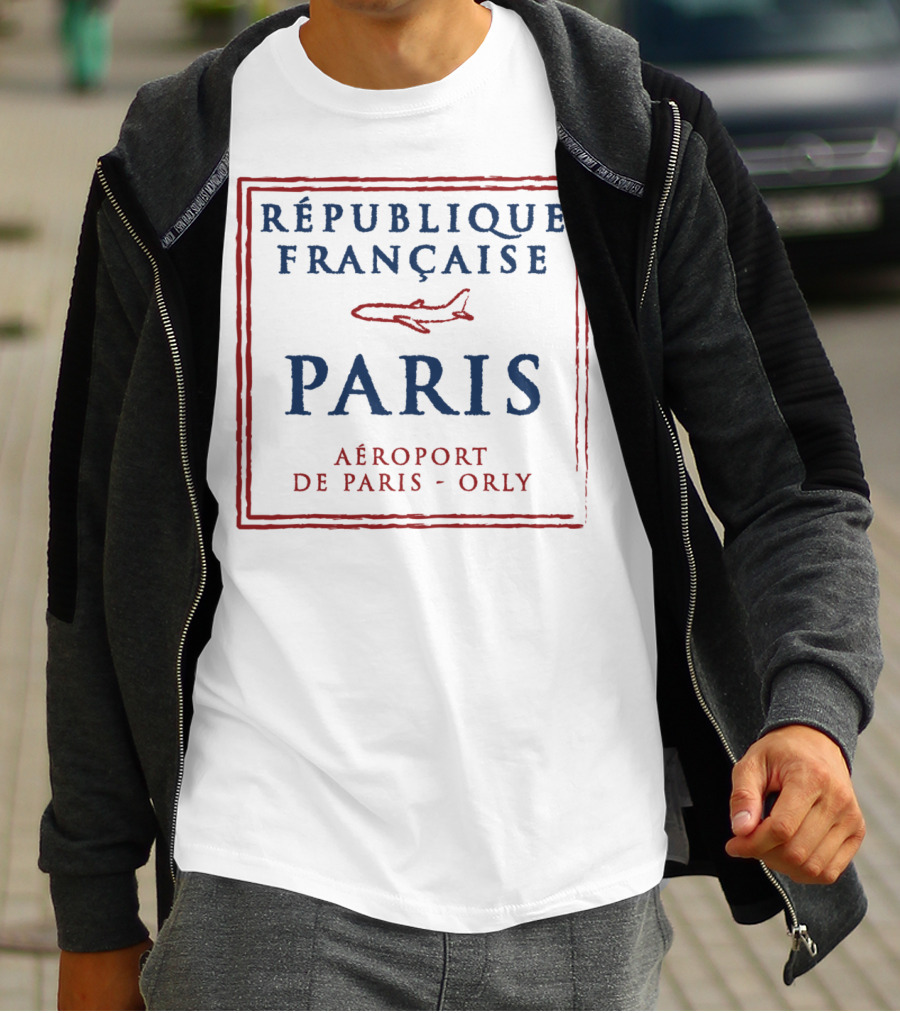 République Française Paris Aéroport De Paris-Orly Passport Stamp Vacation Travel T-Shirt