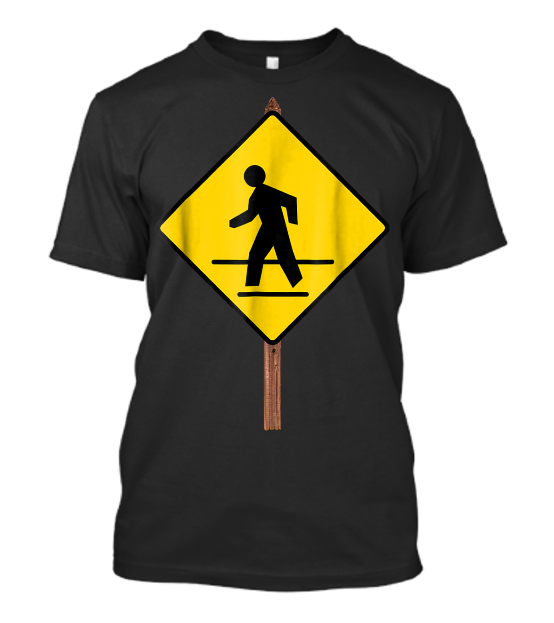 Pedestrian Crossing Road Sign Yellow Diamond Traffic T-Shirt