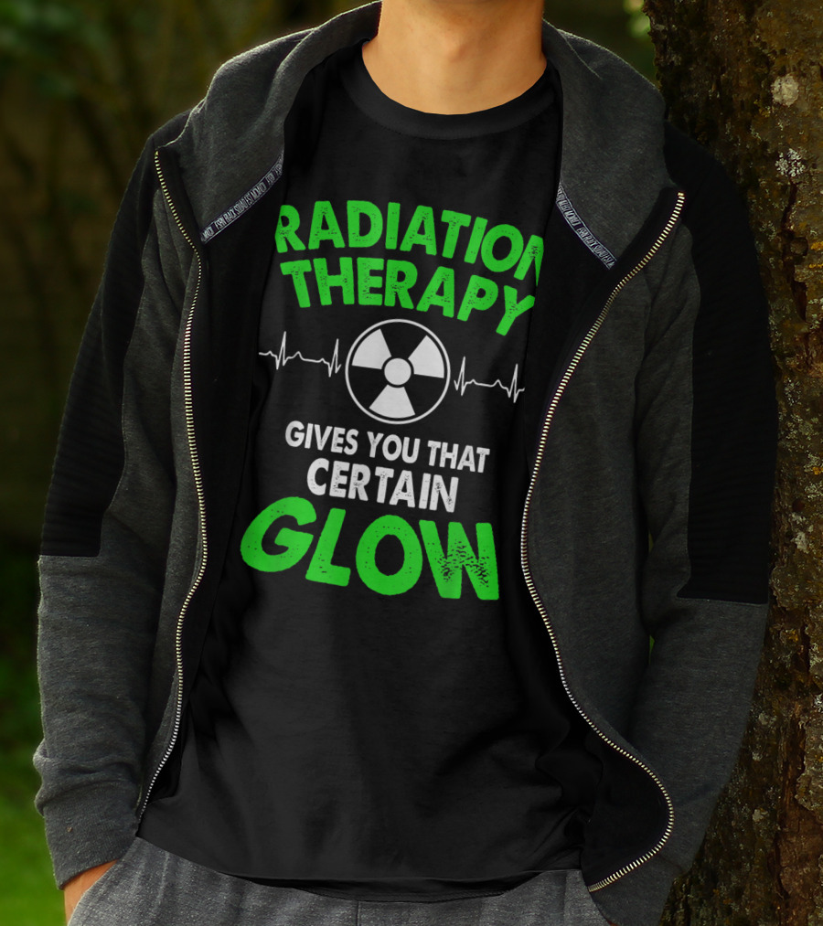 Radiation Therapy Gives You That Certain Glow Radioactive Symbol Heartbeat Lines T-Shirt