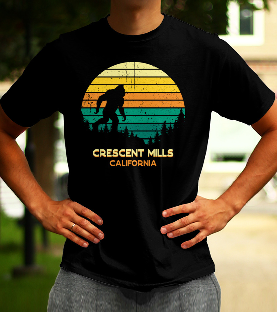 Crescent Mills California Bigfoot Retro Bayou Sunset T-Shirt