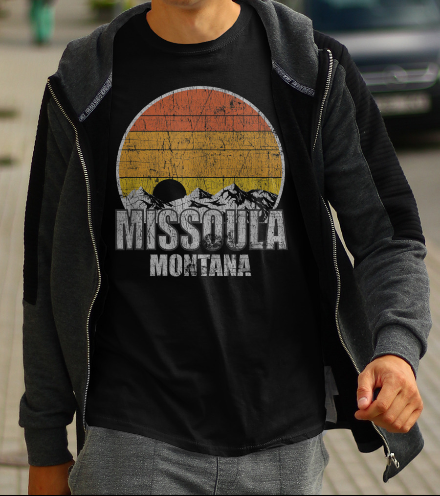 Retro Missoula Montana Vintage Sunset Mountains T-Shirt