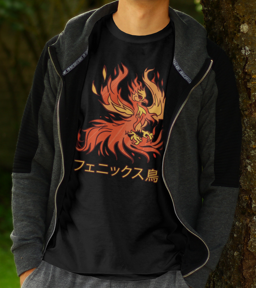 Rising Phoenix Fire Bird Japanese Aesthetic T-Shirt