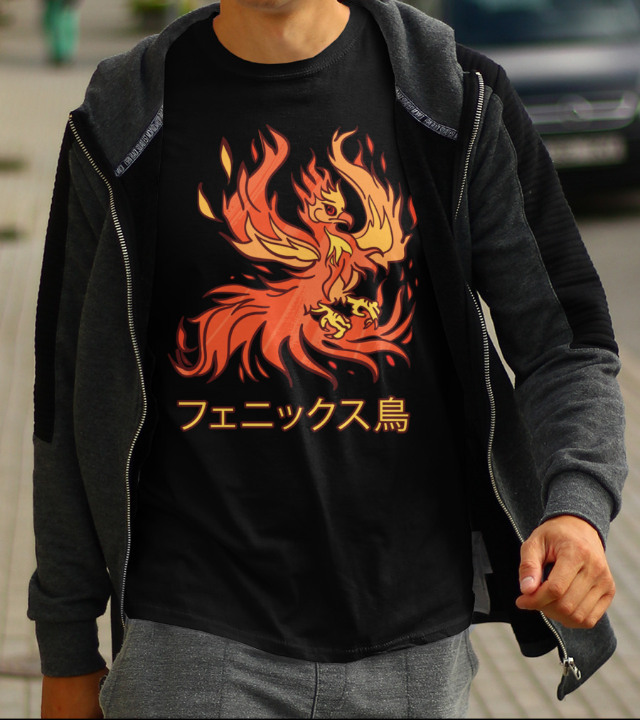 Rising Phoenix Fire Bird Japanese Aesthetic T-Shirt