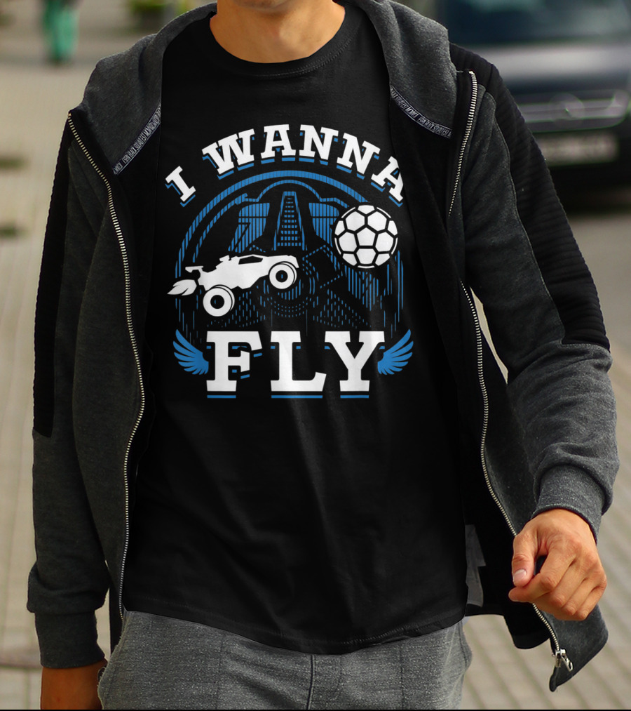 Rokt Leeg I Wanna Fly Funny Troll Car Soccer T-Shirt