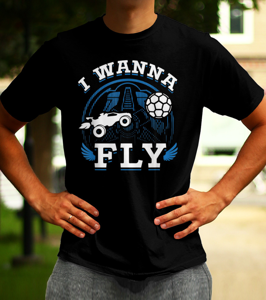 Rokt Leeg I Wanna Fly Funny Troll Car Soccer T-Shirt