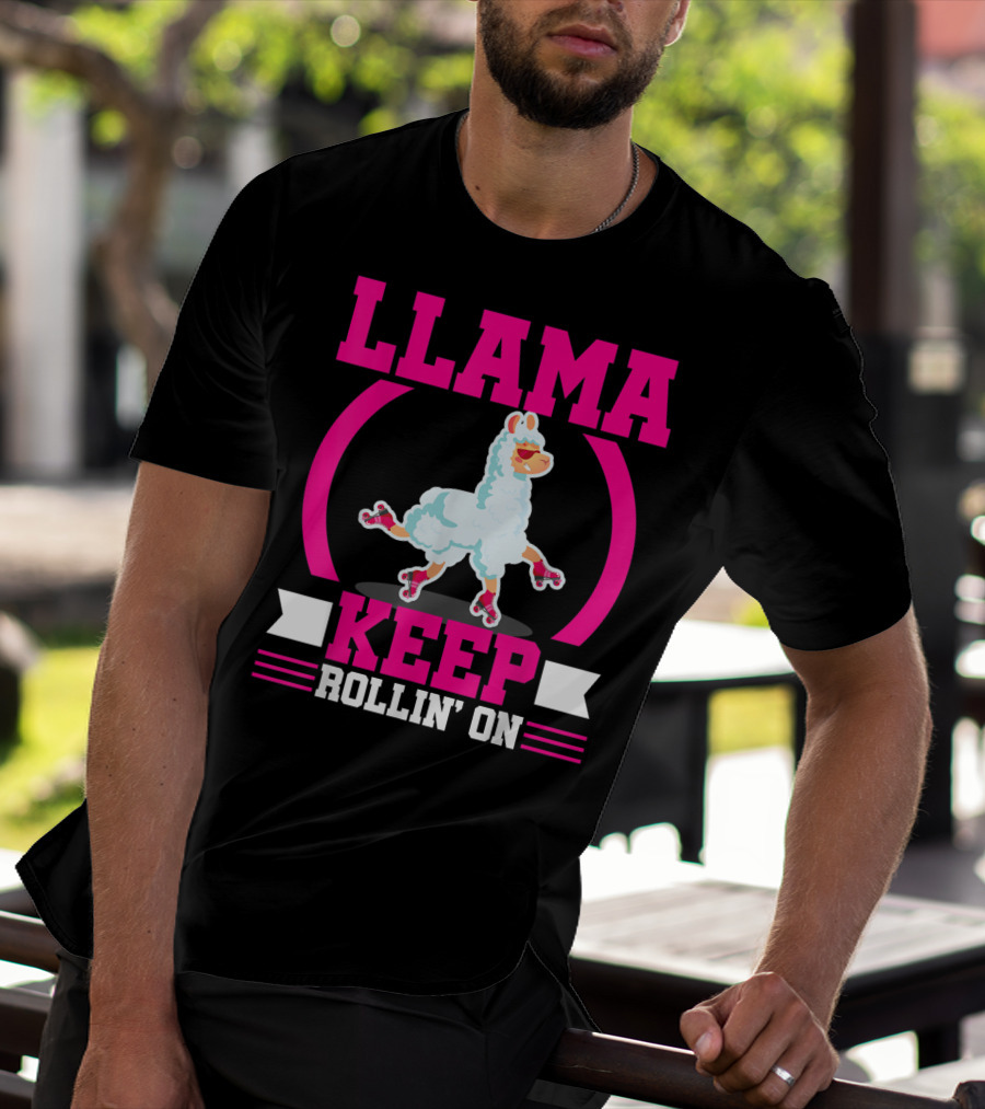 Llama Keep Rollin' On Funny Skater Derby Skating T-Shirt