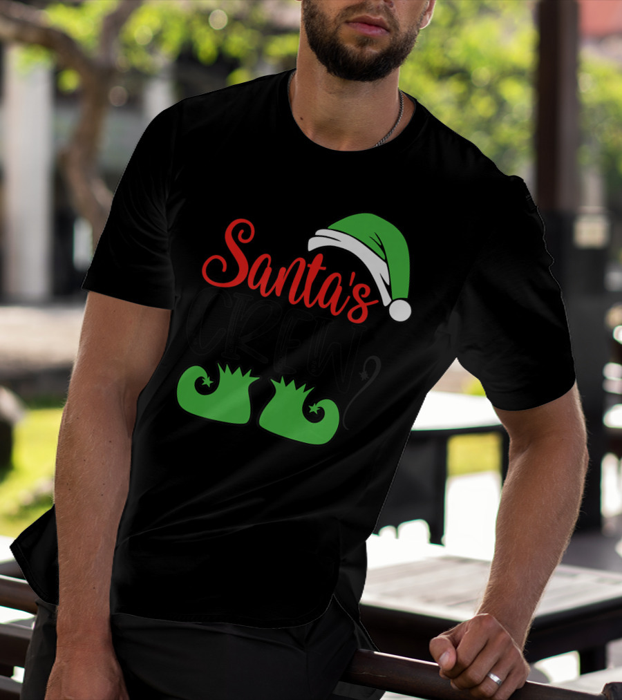 Santa's Crew Christmas Hat And Shoes T-Shirt