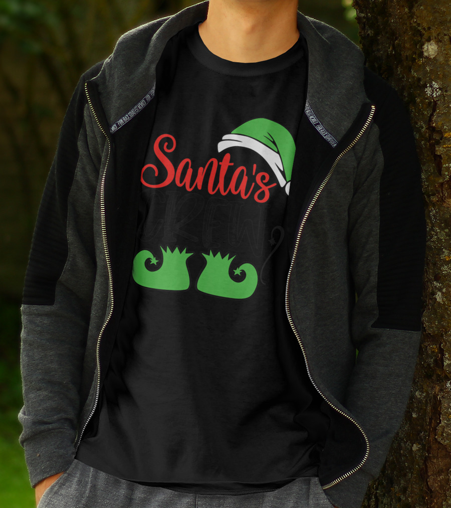 Santa's Crew Christmas Hat And Shoes T-Shirt