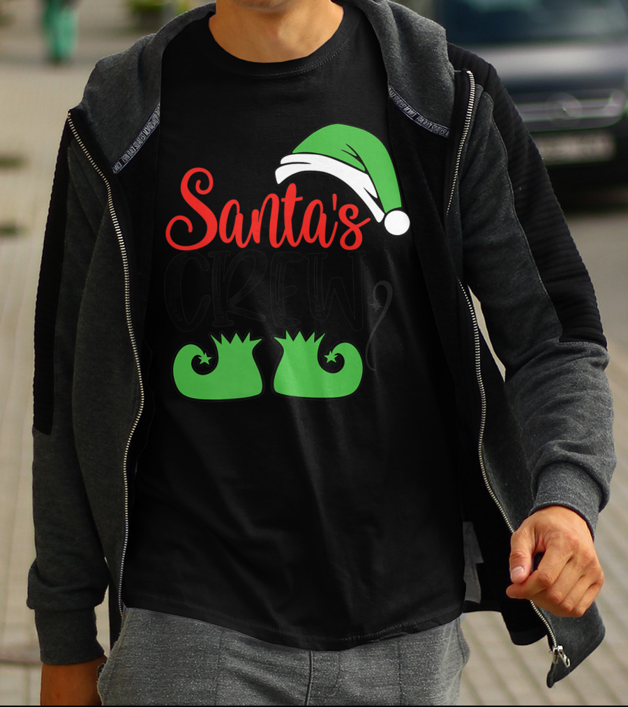 Santa's Crew Christmas Hat And Shoes T-Shirt