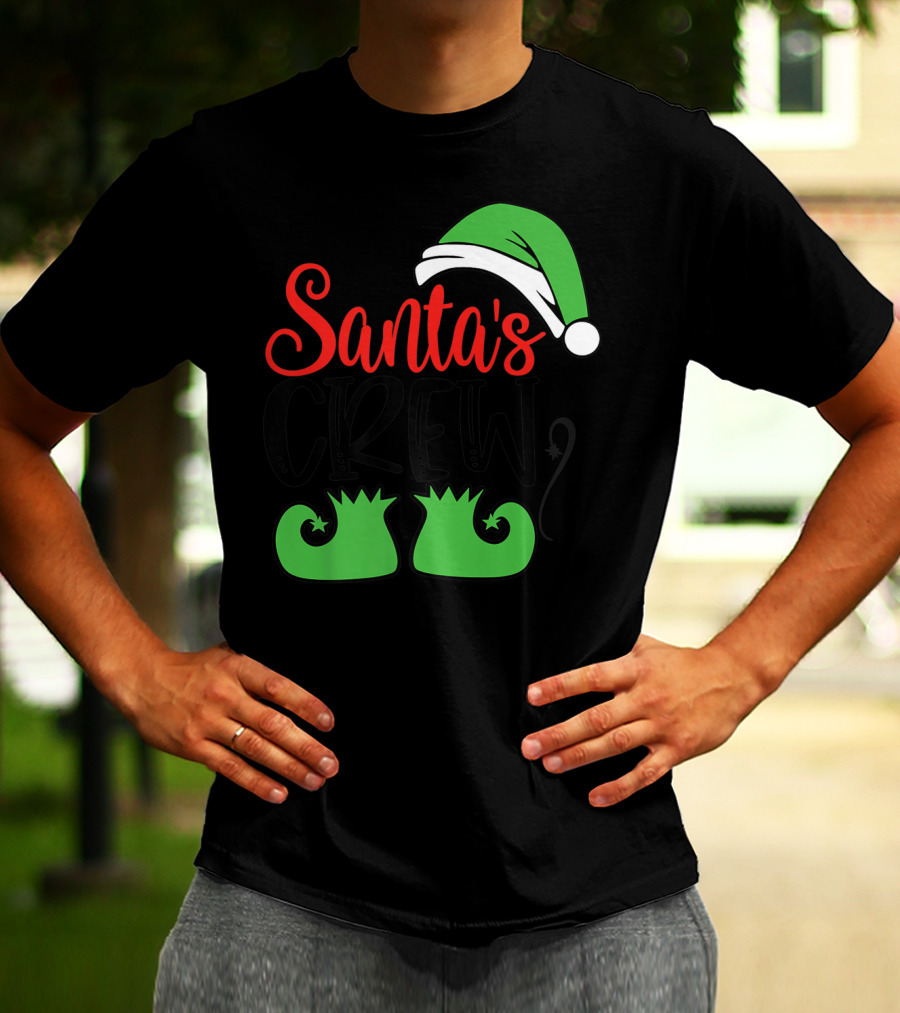 Santa's Crew Christmas Hat And Shoes T-Shirt