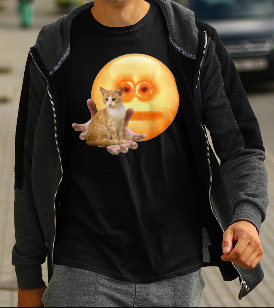 Screen Reaching Emoji Cat Meme Dank T-Shirt